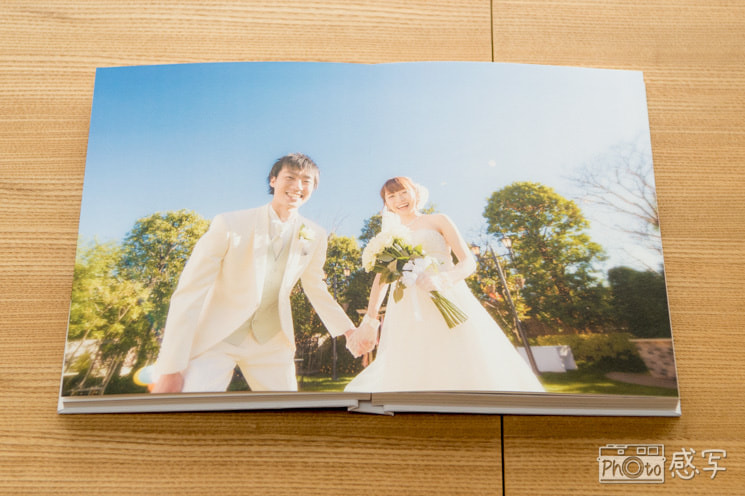 結婚式の写真　アルバム　クノーテ Knot-e　本革表紙　見開きもいい感じです